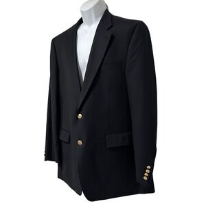 Ralph Lauren Mens Blazer Sport Coat Two Button Jacket Wool Crest Logo Button 44L